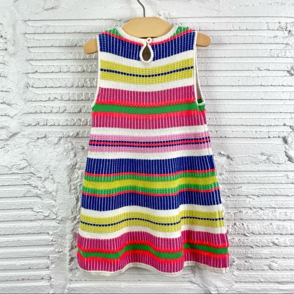 Mini Boden Multi Color Stripe Knit Sweater Dress Peter Pan Collar Size 2-3Y - Picture 2 of 11
